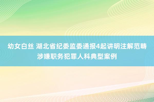 幼女白丝 湖北省纪委监委通报4起讲明注解范畴涉嫌职务犯罪人科典型案例