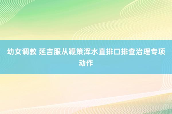 幼女调教 延吉服从鞭策浑水直排口排查治理专项动作