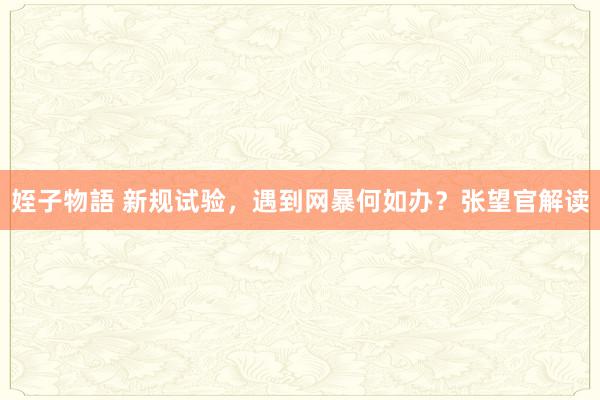 姪子物語 新规试验，遇到网暴何如办？张望官解读