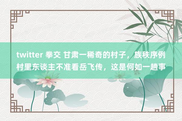 twitter 拳交 甘肃一稀奇的村子，族秩序例村里东谈主不准看岳飞传，这是何如一趟事