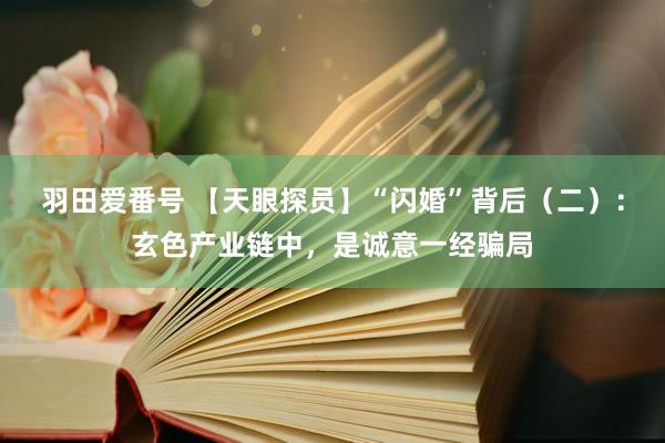 羽田爱番号 【天眼探员】“闪婚”背后（二）：玄色产业链中，是诚意一经骗局
